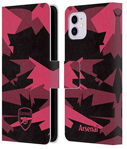Head Case Designs Officially Licensed Arsenal FC Geometric Pink Crest and Gunners Logo Leather Wallet Case Compatible With Apple iPhone 11