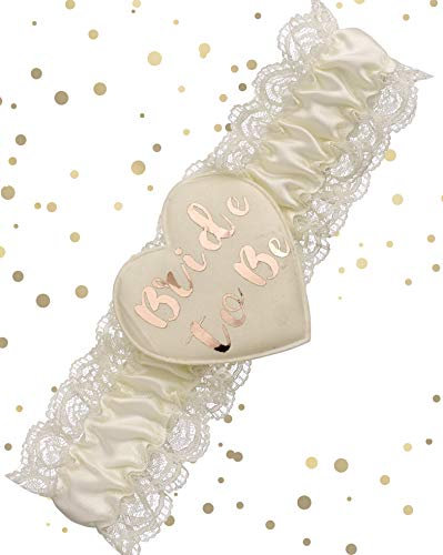 Alandra Party GARTER-RG Cream & Rose Gold Heart Shaped Bride to Be Garter,One Size GARTER-RG