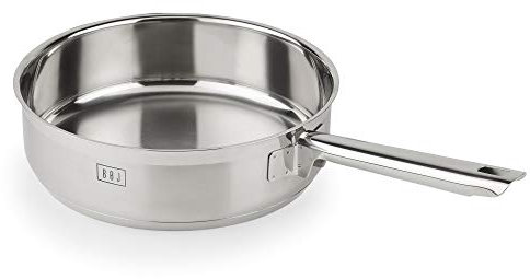BOJ Sartén Sauté PREMIUM en acero inoxisable 18/10, Todo tipo de fuegos (Ø 24 x 6 cm)