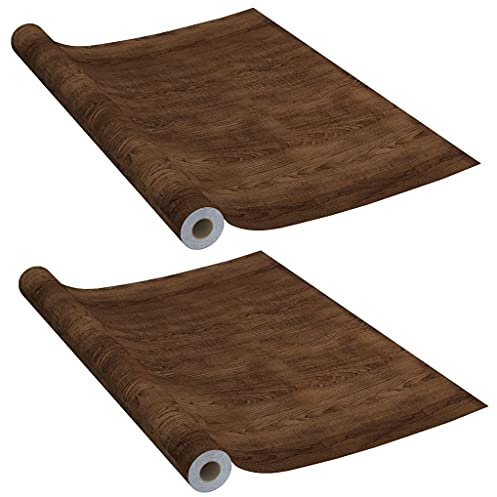 vidaXL 2X Türfolie Selbstklebend Holzoptik Opak Klebefolie Möbelfolie Tür Folie Dekofolie Türaufkleber Türtapete Dunkle Eiche 210x90cm PVC