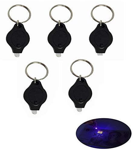 2/5 Pack Mini LED Flashlight UV Money Checker Keychain Key Ring Light Torch LED Money Detector Light, 7 Colors