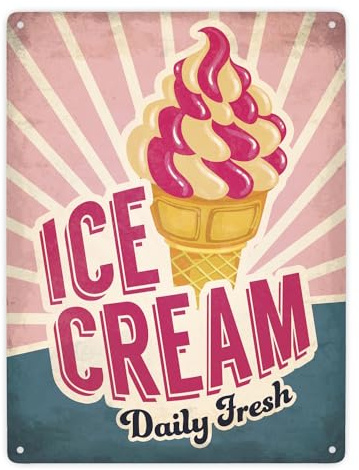 Metallschild XXL mit American Diner Classics - Ice Cream Motiv