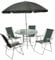 Marco Paul Salons de Jardin de Jardin 6 pièces Table à Manger extérieure intérieure avec 4 chaises Pliantes et Parasol Noir