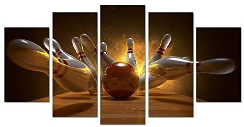 Leinwand Malerei Drucke Dekoration 5 Panel 5 Panel Bowling Ball 3D Rendering Kegeln Wandkunst Modulare Bilder Poster,Ohne Rahmen