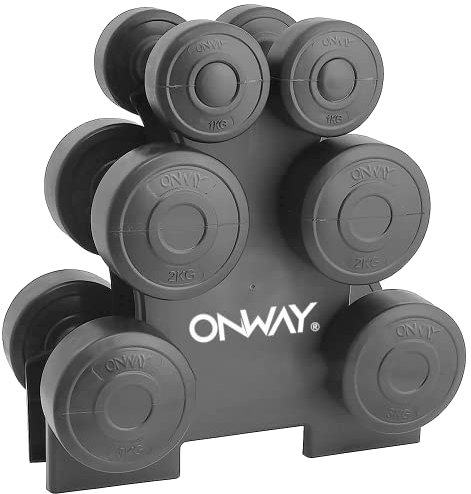 OnWay Fitness Hantel Training Set mit Hantelständer 1KGX2, 2KGX2, 3KGX2 OW1108S