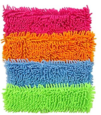 4PCS Microfiber Cleaning Mop Pads,Flat Floor Dust Mop Heads Replacement, Double Sided Refill Heads for Flat Dust Mop Replacement for School Restaurant Kitchen