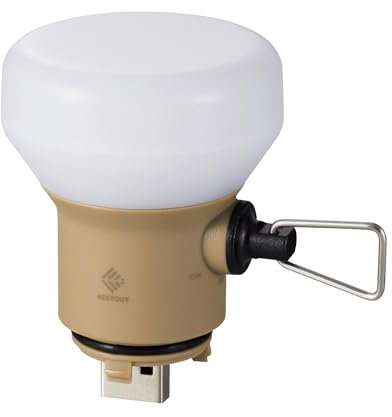 ELECOM NESTOUT Outdoor Camping LED Panel Flashlight w/ Mini Tripod, Dimmable USB Powered LED Light, IP44 Water Dust Resistant, 30-1000 Lumen, Portable Lantern for NESTOUT Power Bank, Beige (LAMP-1)