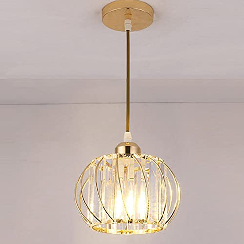 Mengjay Iluminación colgante de Cristal Moderna,E27 Lámpara de techo luz de techo mini Colgante de Luz Lámpara de Techo de Cristal Semi Empotrada para sala de estar, dormitorio y baño,Dorado