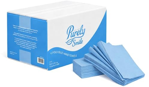Blake & White V Fold 1 Ply Blue Paper Towels - Purely Smile Disposable Hand Towels for Dispenser - Ideal for Kitchens, Restrooms, Offices, and Commercial Use | Pack of 3600