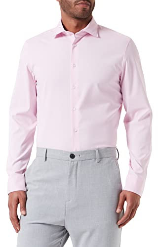 Seidensticker Herren Slim Fit Langarm Kragen Hemd Shirt, Rosa, 40