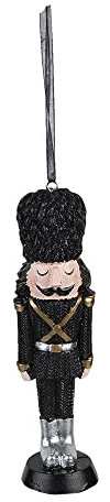 Clayre & Eef Weihnachtsanhänger Nussknacker 13 cm Schwarz Kunststoff Weihnachtskugel