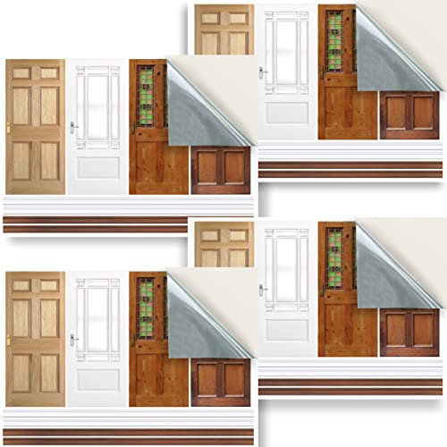 Stick & Go Repositionable Self Adhesive Dolls House Wallpaper 1:24 Scale (Set of 4 Sheets) - Doors & Frames - No. 120