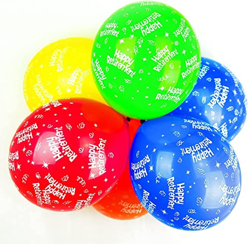 Happium 12 sortierte Happy Retirement Latex-Luftballons sind ein Set aus 10 Latex-Luftballons, ideal für Abschiedspartys und Ruhestandsveranstaltungen, zur Dekoration von Partyräumen
