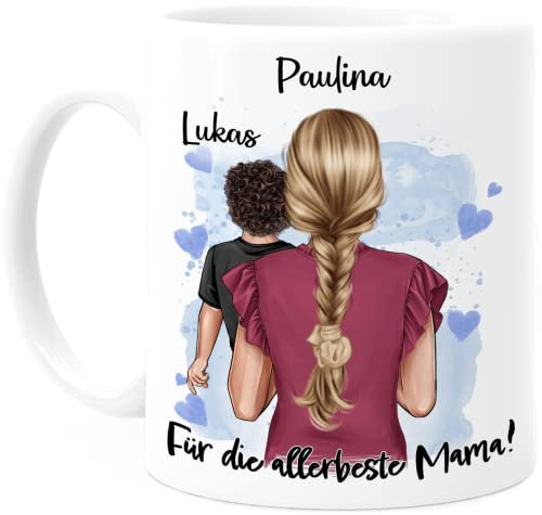 Tassenliebling® Mama Tochter Sohn Tasse personalisiert mit Spruch - Geschenk zum Muttertag Geburtstag für die beste Mama der Welt - Muttertagsgeschenk Geburtstagsgeschenk Mama Kind