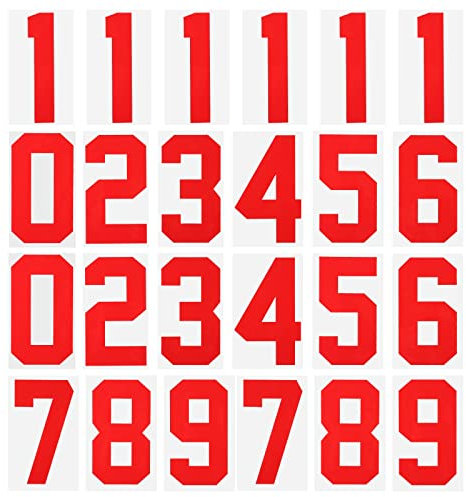 sourcing map Iron on Numbers 0 to 9 Heat Transfer 8 Red Single Number for Team Uniform, Sports T-Shirt, Football, Basketball, Baseball Pack of 24