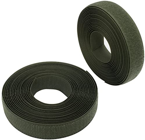 AERZETIX - C65943 - Klettband/-rolle 25 mm 5 meter - organizer/kabelbinder - band für kleidersäcke - aus polyamid und polyester - farbe: olivgrün