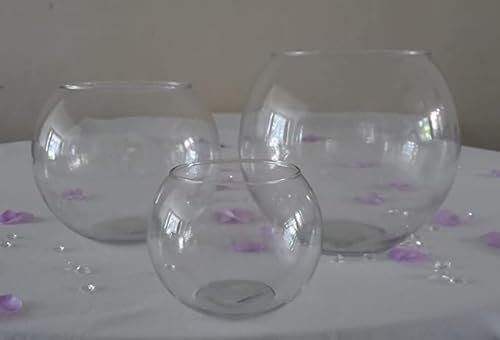 Clear Glass Flower Round Ball Vase Fish Bowl Table Centrepiece - 3 sizes (Small - 15 cm)