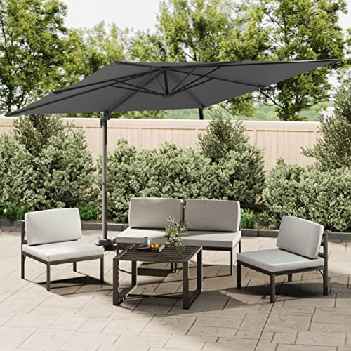 Homgoday Sonnenschirm Ampelschirm mit Aluminium-Mast Gartenschirm mit Kurbel Balkonsonnenschirm Kurbelschirm Strandschirm Schirm 360-Grad Drehbar UV-Schutz Anthrazit 300x300 cm