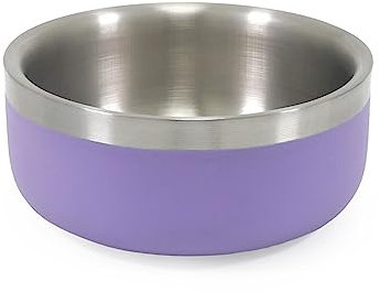 Rosewood Premium Double-Wall Stainless Steel Pet Food Shallow Bowl 350ml - Lilac