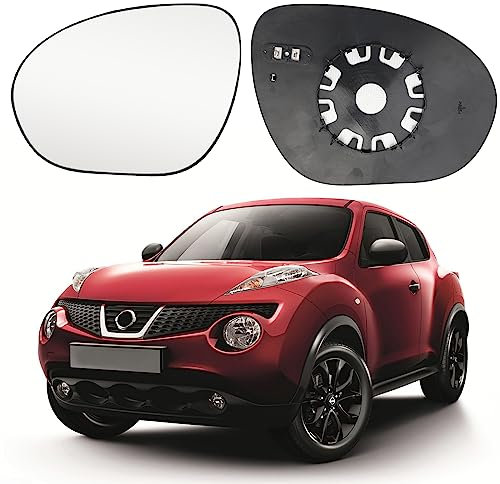 Cristal de Espejo Reemplazar para Nissan Juke 2010-2014, Retrovisor Exterior Ajustable Adecuado, Lente de Marcha Atrá (Lzquierd)