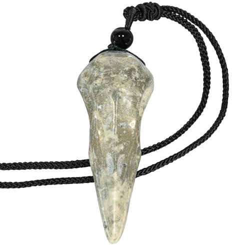 Nupuyai Pyrit Stein Rabenschädel Kristall Kette für Damen und Herren, Edelstein Krähenschädel Anhänger Heilstein Raben Halskette Hexen Rabenkopf Schmuck