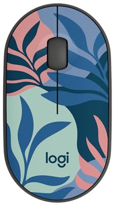 Logitech M340 Wireless Mouse with Limited Edition Prints, USB Receiver and Silent Clicks, Portable Wireless Mouse for Laptop, PC, Windows, Chrome, Surface – Floral Leaves
