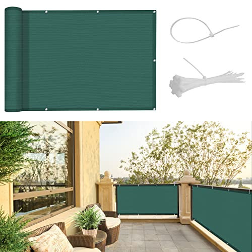 SUNNY GUARD Brise Vue Balcon 100x300cm in HDPE Couverture de Écran Jardin,Protection Solaire et respirabilité,pour Terrasse Jardin Balcon Patio,avec Attaches de câble,Verde