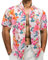 Barry.Wang Chemise hawaïenne à manches courtes pour homme, imprimé floral, classique, décontracté, col cuba, imprimé floral, plage, fête, vacances, Flamant rose en poudre d'or blanc, XXL