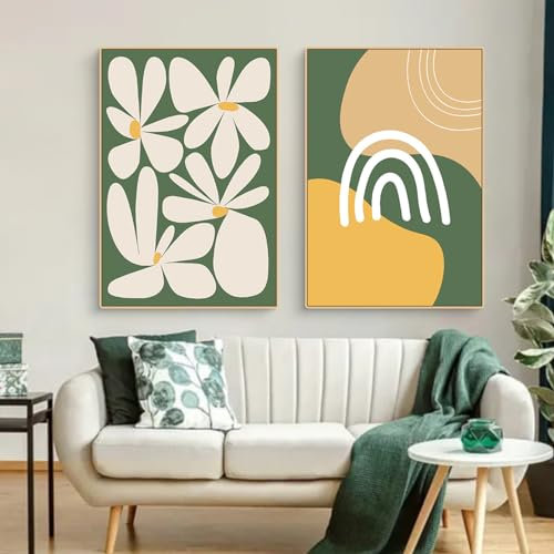 Uixxducc 2er Set Poster Set, Moderne Abstrakt Kunst Wandbilder, Abstrakt Pflanzen Blumen Bilder Set, Wanddeko für Wohnzimmer Schlafzimmer, Ohne Rahmen (CD,30x40cm)