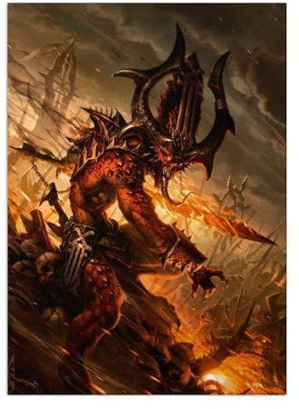 Displate Offiziell Warhammer MetallPoster Magnetische Befestigung Inklusive Lizenziert Bilder Hochwertiges Poster Warhammer 40,000 Art Bloodletter of Khorne Poster 67.5 cm x 48 cm