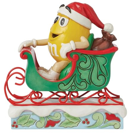 Enesco M&M's by Jim Shore Dekofigur mit Schlitten reitend, 14 cm, Mehrfarbig