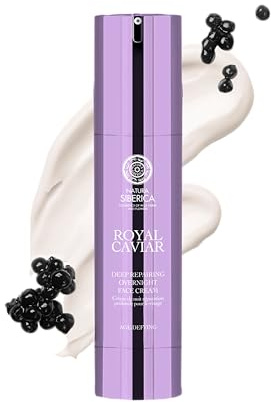 Natura Siberica Royal Caviar Deep Repairing Overnight Face Cream 50ml – Anti-Aging Nachtcreme mit Beluga Kaviar & Peptiden, Feuchtigkeit, Regeneration & Faltenreduktion für Gesicht & Hals