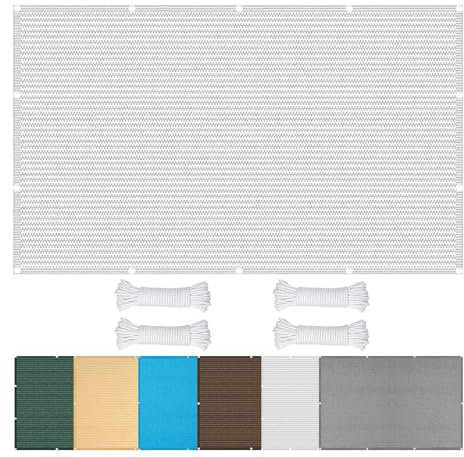 Segeltuch mit Ösen 2.5 x 3.2 m Rechteckig Markisenstoffe Meterware mit Ösen Ohne Bohren Atmungsaktiv, Wasserdurchlässig Segeltuch für Balkon Terrasse Garten, Weiß