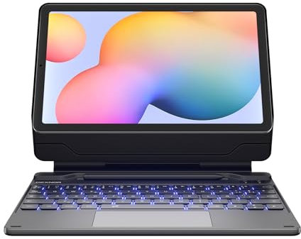 Dexnor Funda con Teclado Español Ñ para Samsung Galaxy Tab S6 Lite 10,4 2024/2022/2020, Magic Style Keyboard Cover con Soporte Magnético Voladizo Flotante, Trackpad Multi-Touch, Retroiluminado,Negro