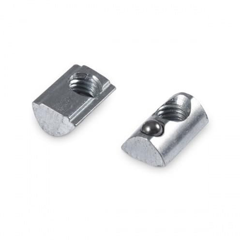 100 Stück Nutenstein M5 Nut 5 mit Steg und Federkugel - Premium Qualität - Stahl verzinkt - item kompatibel