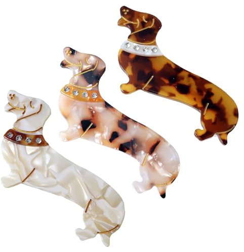 Goldyida 3 Stück Haarklammer Hund Dackel Haarklammer für Dackel Dackel Haarklammer Tier Haarspangen Haarklammer Dackel Acetat Tier Haarspangen Haarspangen Damen und Haarspangen Mädchen