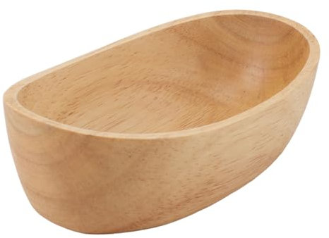 Wooden Salad Bowl, Boat Shaped Rubber Wooden Fruit Salad Bowl with Raised Edges Reusable Decorative Serving Bowl for Dinner Parties Family Gathering(15cm*4.2cm)