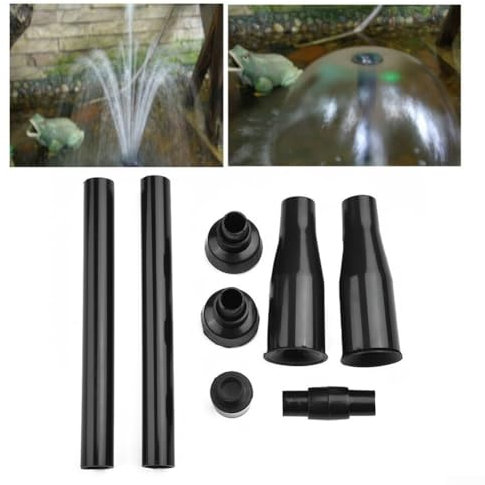 Set di ugelli in plastica per fontana da giardino, nero, 8 pezzi, altezza regolabile