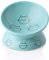 Sweejar Home Ceramic Raised Cat Bowls, Slanted Cat Dish Food or Water Bowls, Elevated Porcelain Pet Feeder Bowl Protect Cat's Spine, Stress Free, 140ml, Backflow Prevention (Turquoise)