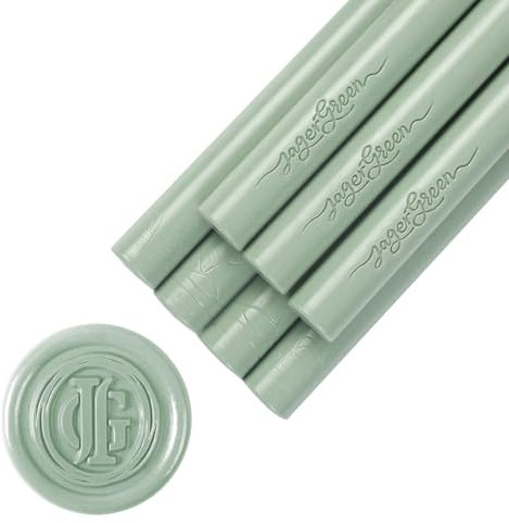 JAGERGREEN Glue Gun Wax Seal Sticks for Wax Seal Stamp, 8 Pcs Green Sealing Wax Sticks 11mm for Wedding Invitation, Card Envelopes, Christmas Cards, Greeting Cards, Gifts Wrapping, Scrapbook supplies