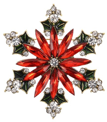 VALICLUD Schneeflocken-Brosche Broschen für Damen Schneeflocke Weihnachtsnadel Weihnachts-e- festliche Schneenadel Weihnachts-Strass-Pin Legierung