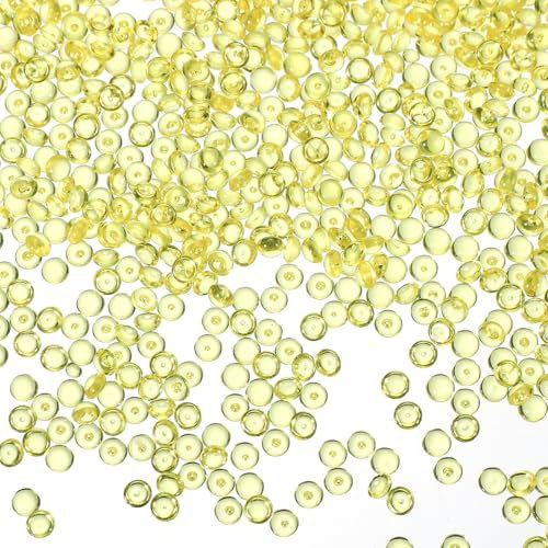PATIKIL 1,1LB Flache Glasmurmeln, 5mm (0,2) Mini Acrylsteine für Vasenfüller, Glasperlen für Fischtank-Tischstreuung, Heimdekoration DIY-Basteln, Gelb