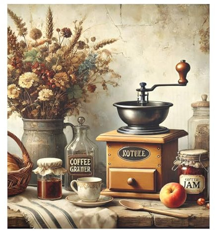 Copertura decorativa per lavastoviglie, stile vintage, color caffè e marrone chiaro, grande copertura per lavastoviglie, copertura magnetica per la parte anteriore