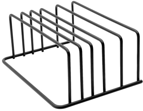 PWGHWG Schneidebrett Halter Schwarz Schneidebrett Halterung Schneidebrett Ständer aus Stahl 5 Slots Schneidebrett Organizer für Küchenarbeitsplatte, Platzsparend in der Küche