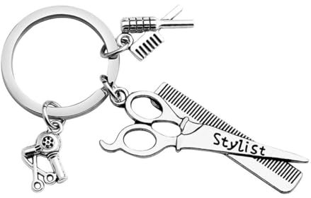 Mipcase Hair Dryer Keychain Stylist Keyring Scissors Comb Decor Hairdresser Bag Charm