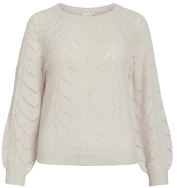 Vila Damen Vituli O-Neck L/S Detail Knit Top/Pb Vituli O-Neck L/S Detail Knit Top/Pb (1er Pack)