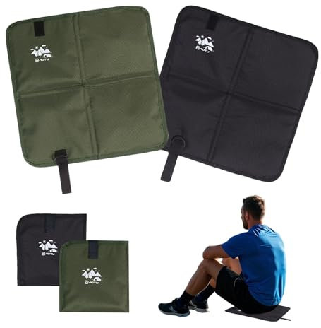 Jadin Cojines de Asiento, Almohadilla Asiento Futbol, Cojín Plegable al Aire Libre, Cojín de Asiento Plegable, Cojín de Asiento de Tela Oxford Impermeable para Camping, Picnic y Deportes, Negro, Verde
