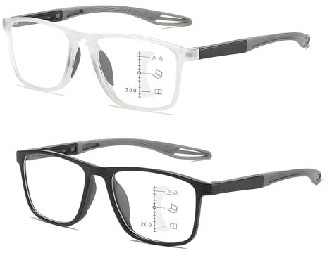 Gleitsichtbrille Herren 2 Stück Lesebrille Herren Gleitsichtbrille Progressive Multifokus Anti-Blaulicht Lesehilfen für Geeignet zum Arbeiten und Lesen um Ihre Sehkraft und Gesundheit(200 Grad)
