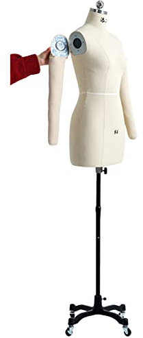 erkebspm Nähen weiblicher Kleiderformen Schaufensterpuppe mit Armen, Übergrößen-Schaufensterpuppen-Torsoständer auf Rädern zum Nähen von Kleidung, Schneiderpuppe (Farbe: Weiß, Größe: XXL)