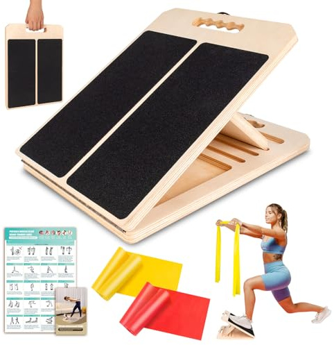 Calf Stretch Slant Board with Resistance Band, 460lb Portable Incline Board